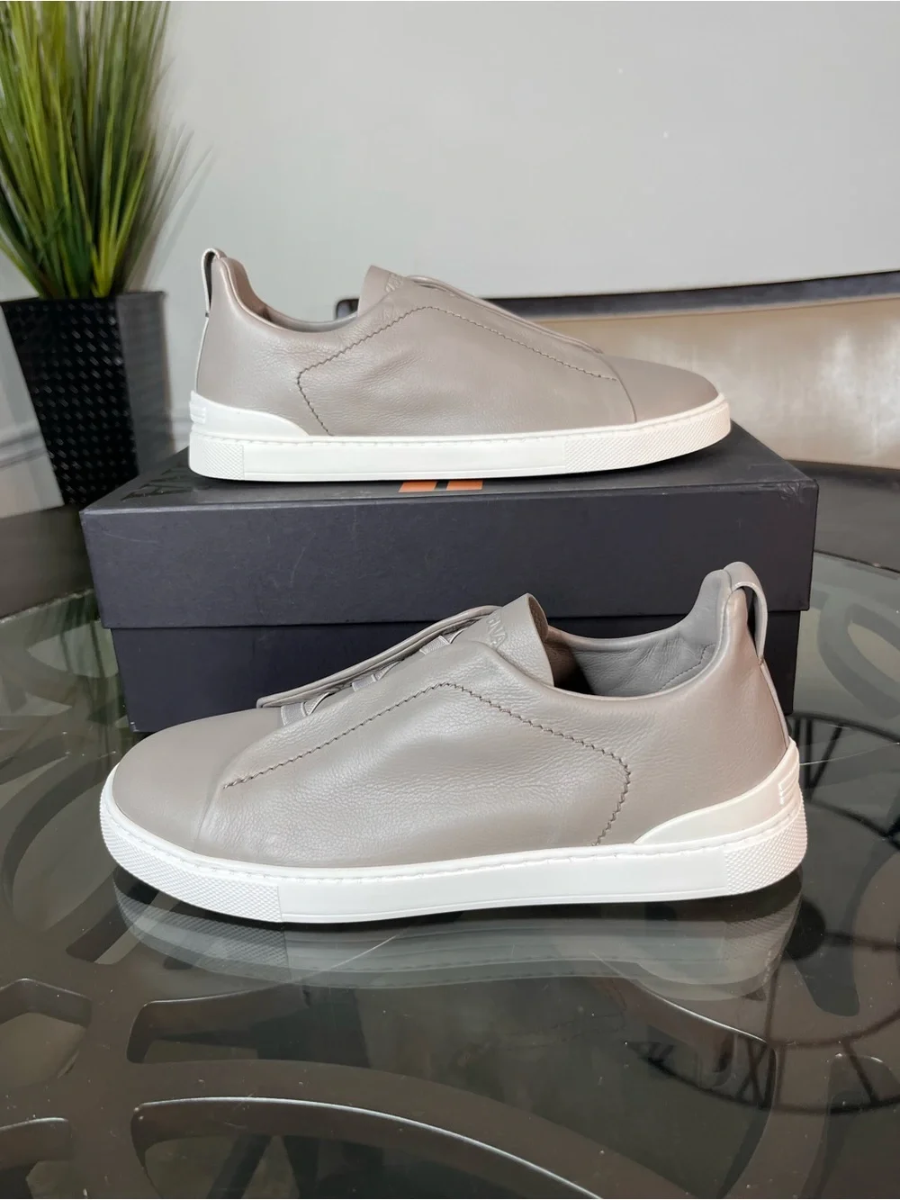 Triple Stitch Secondskin Zegna Sneaker Gray Mens 8.5 Brand New